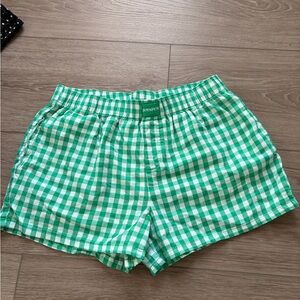 Green plaid boxer shorts
